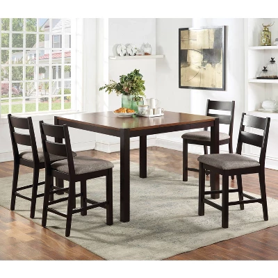 5pc Ulmar Counter Height Extendable Dining Table Set Dark Oak/Espresso - HOMES: Inside + Out