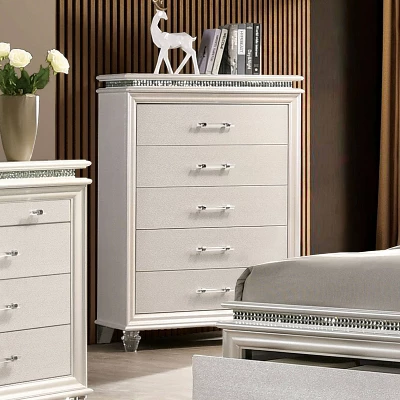 2pc Granite Nightstand And Chest Set Pearl White - HOMES: Inside + Out - Image 4