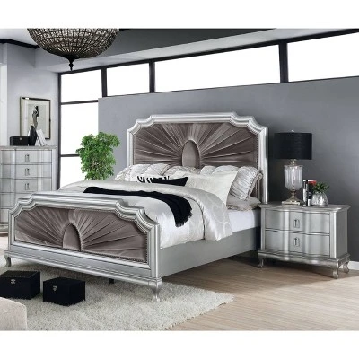3pc Queen Bentlee Bedroom Set With 2 Nightstands Silver/Warm Gray - HOMES: Inside + Out