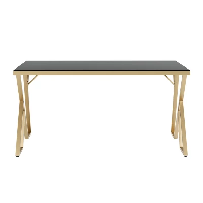 Jalama Glam Glass Top Gold Frame Dining Table - HOMES: Inside + Out - Image 2
