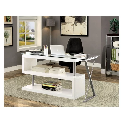 Nagini Swivel Computer Desk Glossy White - HOMES: Inside + Out - Image 3