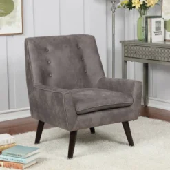 Center Button Tufted Accent Chair - HOMES: Inside + Out