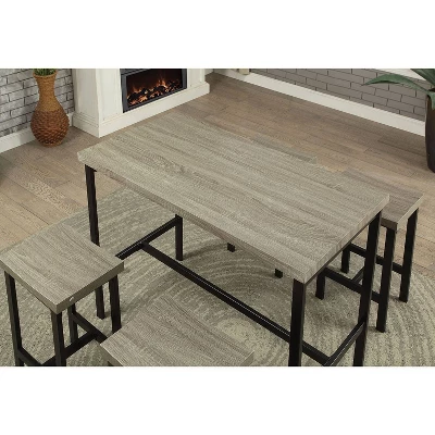 5pc Kaystone Curved Seats Counter Dining Table Set Gray/Black - HOMES: Inside + Out - Image 3