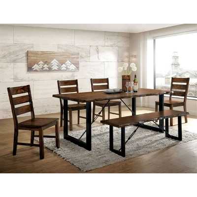 Iohomes Kopec Industrial Style Dining Table 6pc Set Walnut - HOMES: Inside + Out