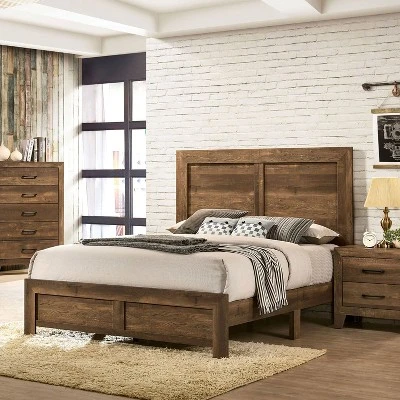 2pc Queen Quail Transitional Bedroom Set Rustic Light Walnut - HOMES: Inside + Out - Image 4