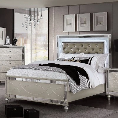 2pc Queen La Mesa Bedroom Set With Nightstand Silver - HOMES: Inside + Out - Image 5