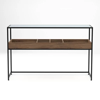 Reattie Glass Top Entryway Table Brown/Matte Black - HOMES: Inside + Out - Image 2