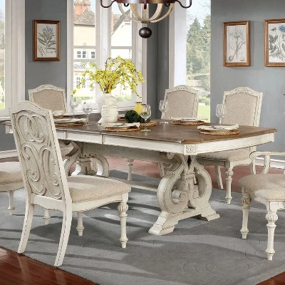 Bernerd Pedestal Base Extendable Dining Table White - HOMES: Inside + Out