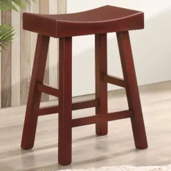 Set Of 2 24" Lille Seat Height Saddle Stools Dark Cherry - HOMES: Inside + Out