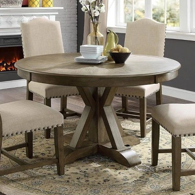 Iohomes Jellison Transitional Round Dining Table Light Oak - HOMES: Inside + Out
