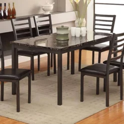 60" Larriston Faux Marble Top Dining Table Black - HOMES: Inside + Out
