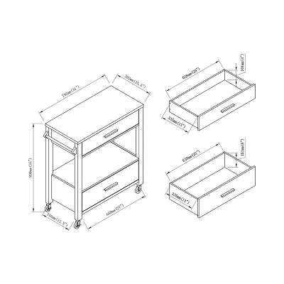 Umberra 2 Drawer Kitchen Cart Red Cocoa - HOMES: Inside + Out - Image 5