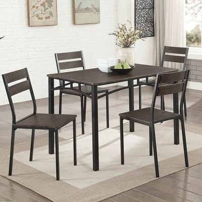 5pc Malsbary Industrial Dining Table Set Antique Brown - HOMES: Inside + Out