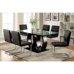 7pc Spearelton Double Oval Pedestal Dining Table Set Black - HOMES: Inside + Out