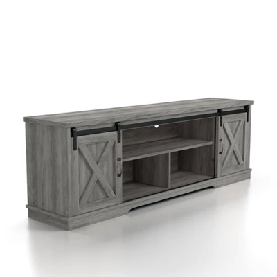 3pc Clander TV Stand And Bookcase Tower Set Vintage Gray Oak - HOMES: Inside + Out - Image 9