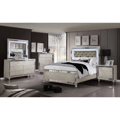 2pc Queen La Mesa Bedroom Set With Nightstand Silver - HOMES: Inside + Out - Image 3