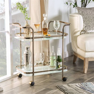 HOMES: Inside + Out Elleria Rectangular Metal Serving Cart Metal/Champagne