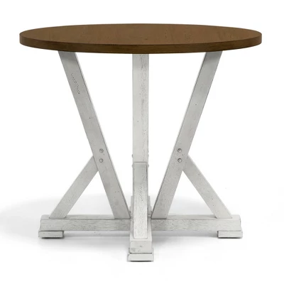 5pc Naxti Rustic Round Counter Height Dining Table Set Light Oak/Antique White - HOMES: Inside + Out - Image 3