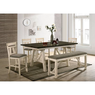 60" Altamont Padded Seat Counter Height Bench Ivory/Gray - HOMES: Inside + Out - Image 4