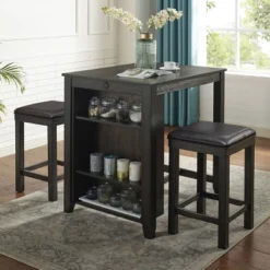 3pc Applecrest Counter Height Dining Set With USB Plug Walnut/Espresso - HOMES: Inside + Out